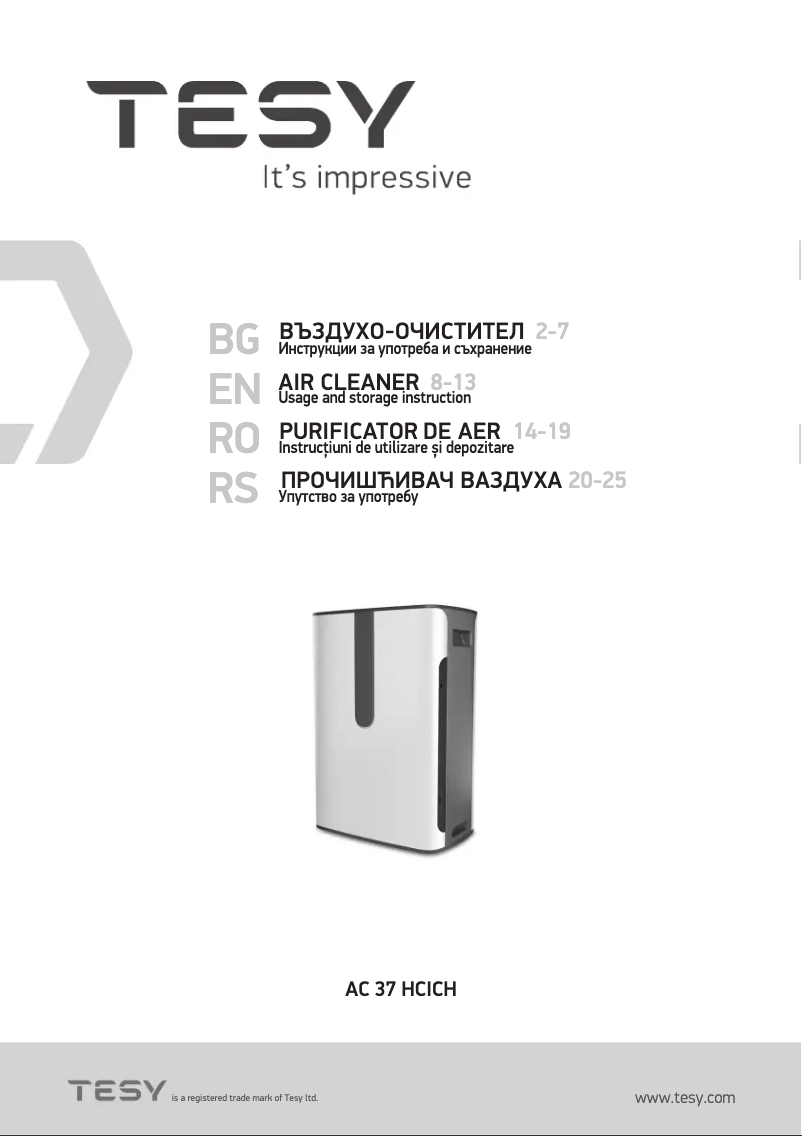 Page n°1 - Manuel utilisateur Tesy AC 37 HCICH
