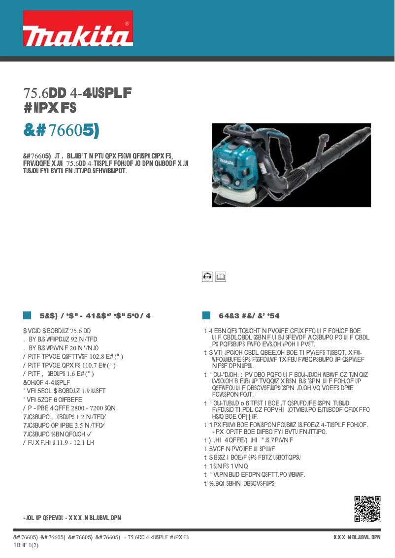Page 1 de la notice Fiche technique Makita EB7660TH