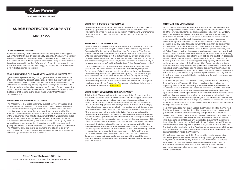 Image de la première page du manuel de l'appareil MP1073SS