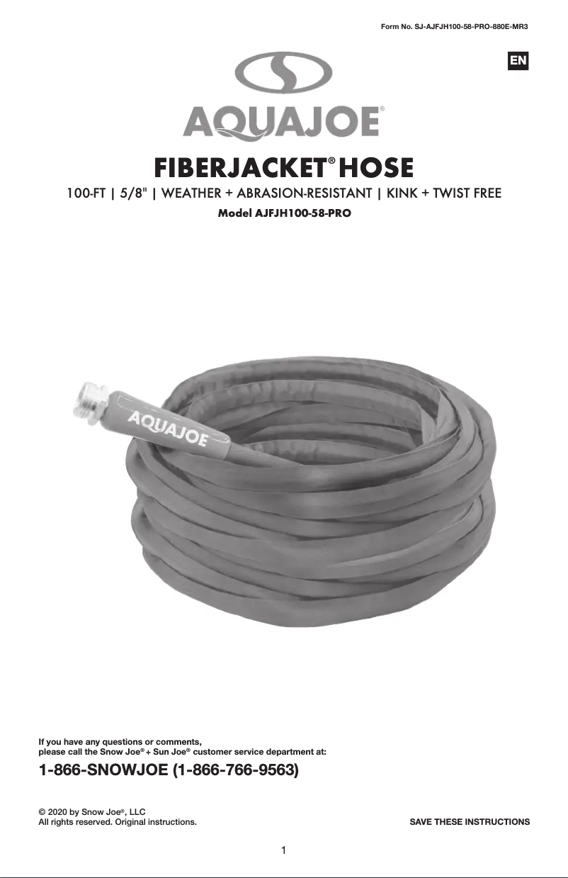 Página 1 del manual Manual de usuario Aqua Joe AJFJH100-PRO