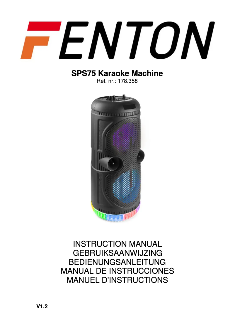 Page n°1 - Manuel utilisateur Fenton SPS75
