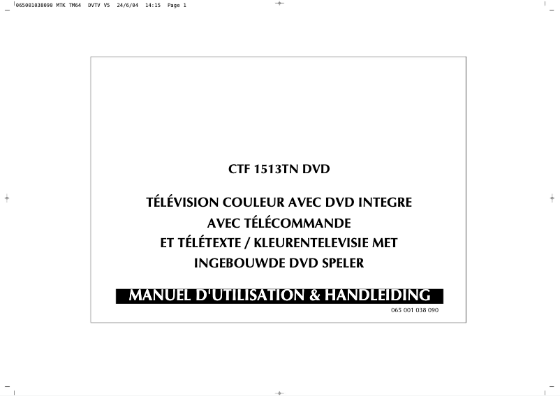 Page n°1 - Manuel utilisateur Finlux CTF1513TN DVD