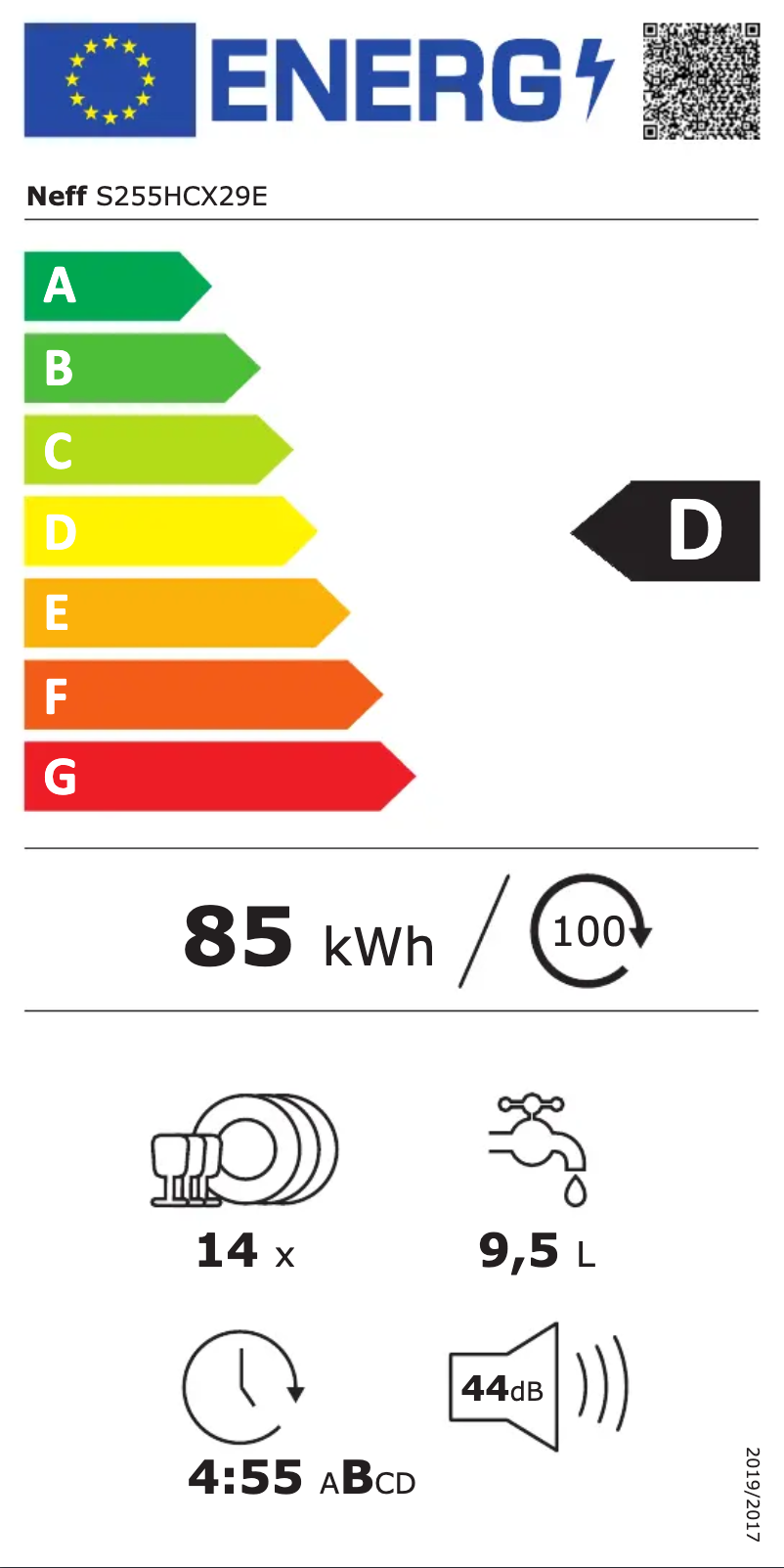Page n°1 - Label énergétique Neff S255HCX29E