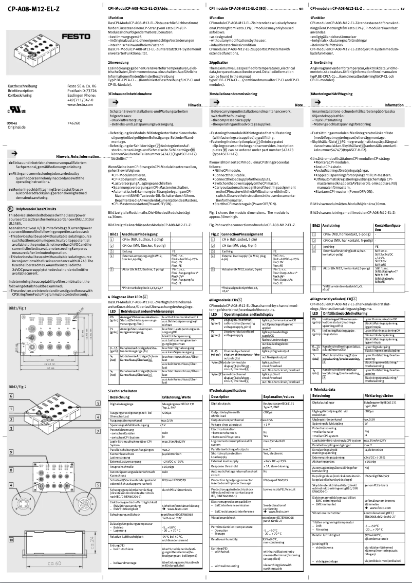 Image de la première page du manuel de l'appareil CP-A08-M12-EL-Z
