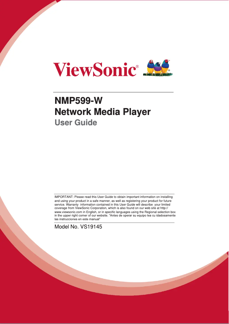 Page n°1 - Manuel utilisateur Viewsonic NMP599-W