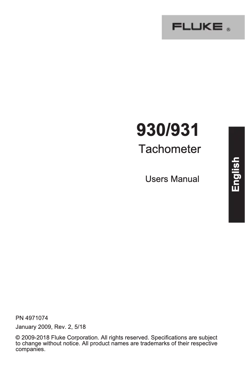 Page n°1 - Manuel utilisateur Fluke 931