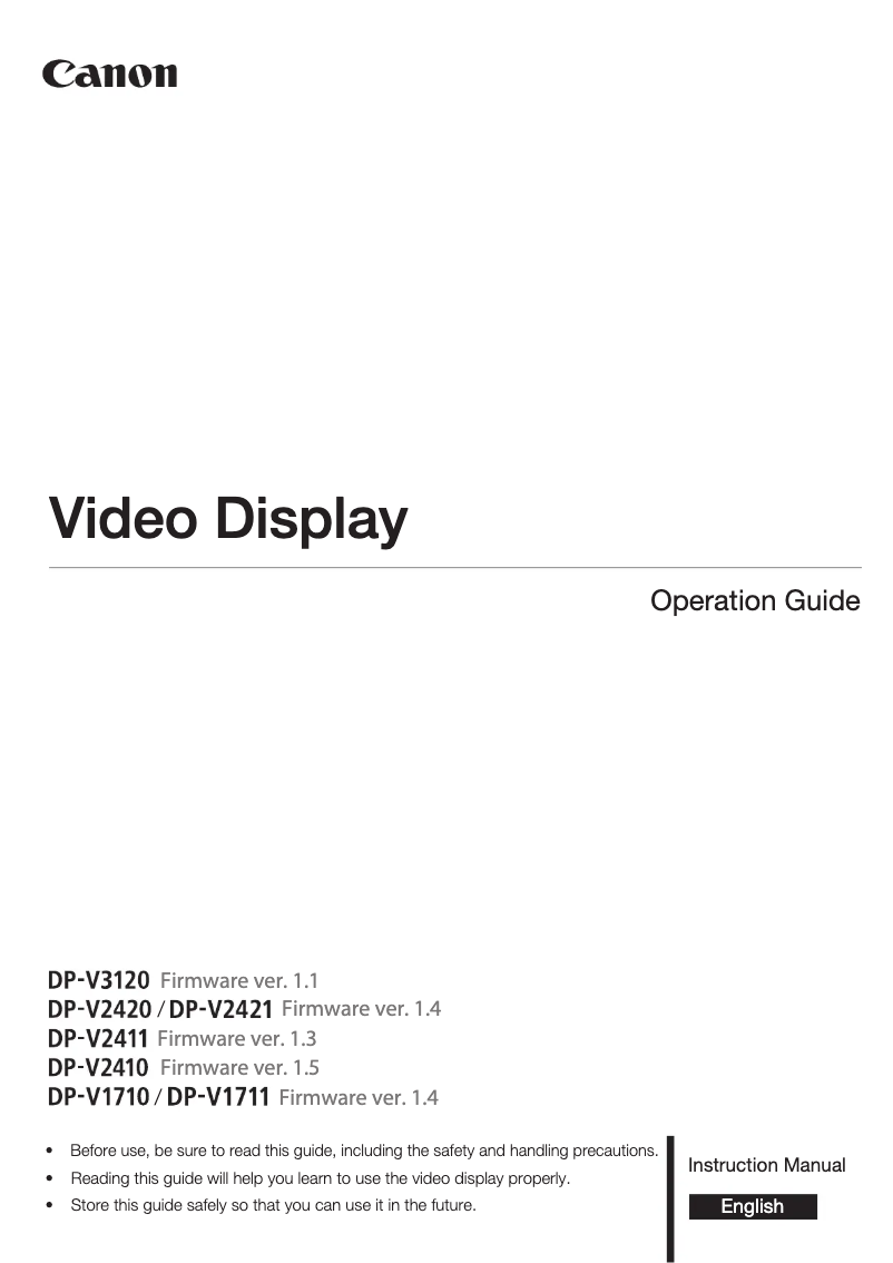 Page 1 de la notice Manuel utilisateur Canon DP-V3120