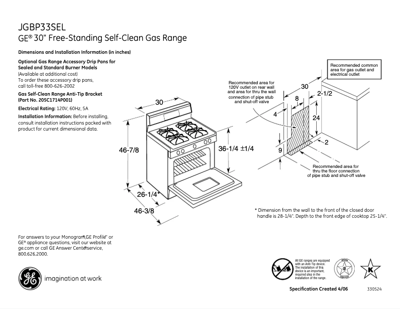 First page image of the manual for JGBP33SELSS