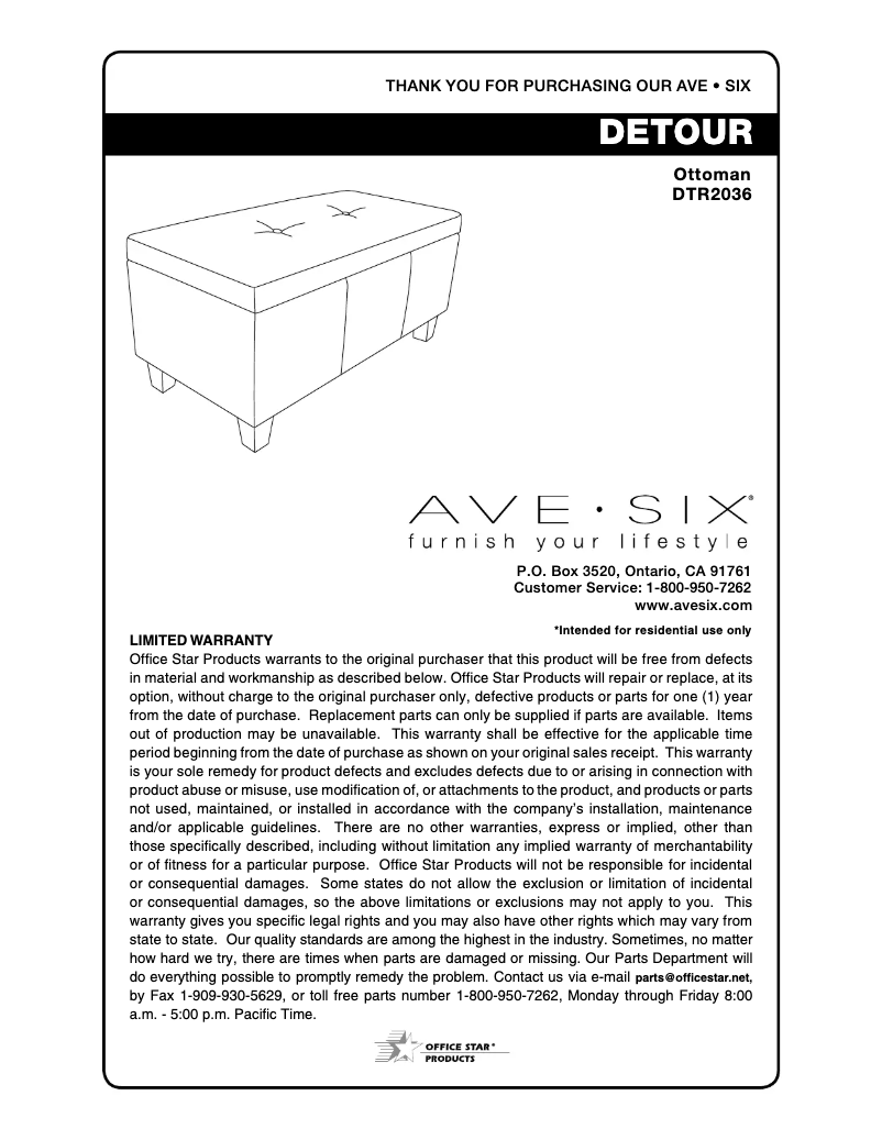 Page 1 de la notice Manuel utilisateur Ave Six Detour DTR2036
