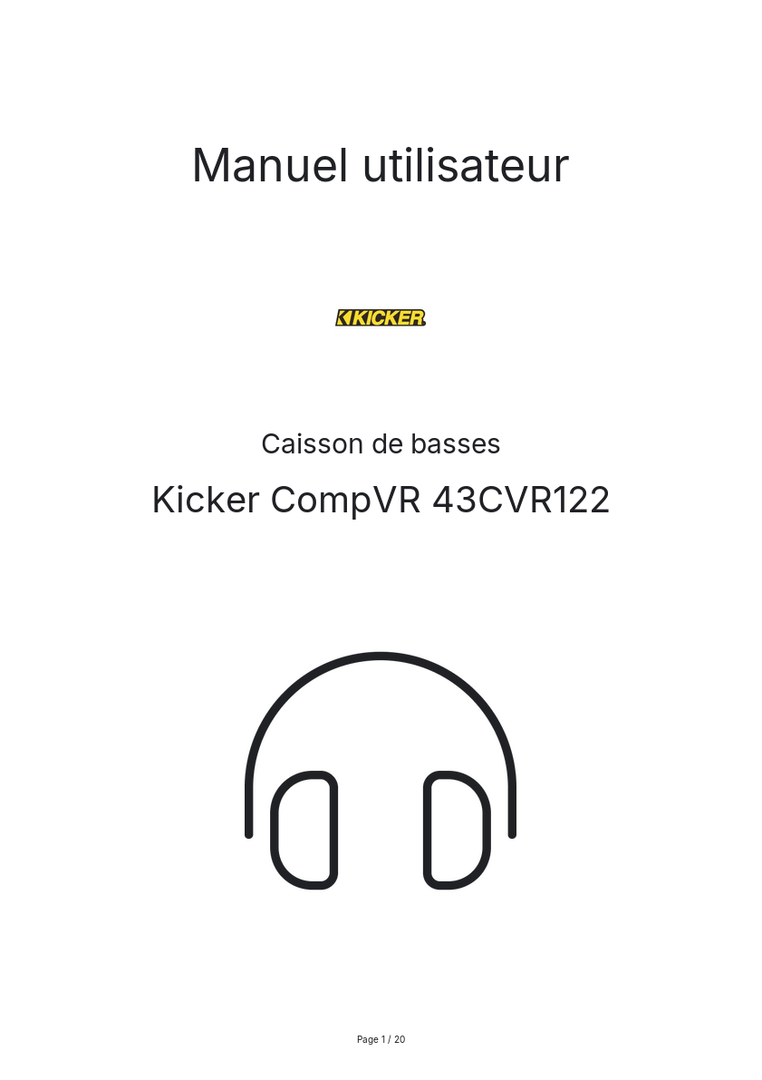 Page n°1 - Manuel utilisateur Kicker CompVR 43CVR122