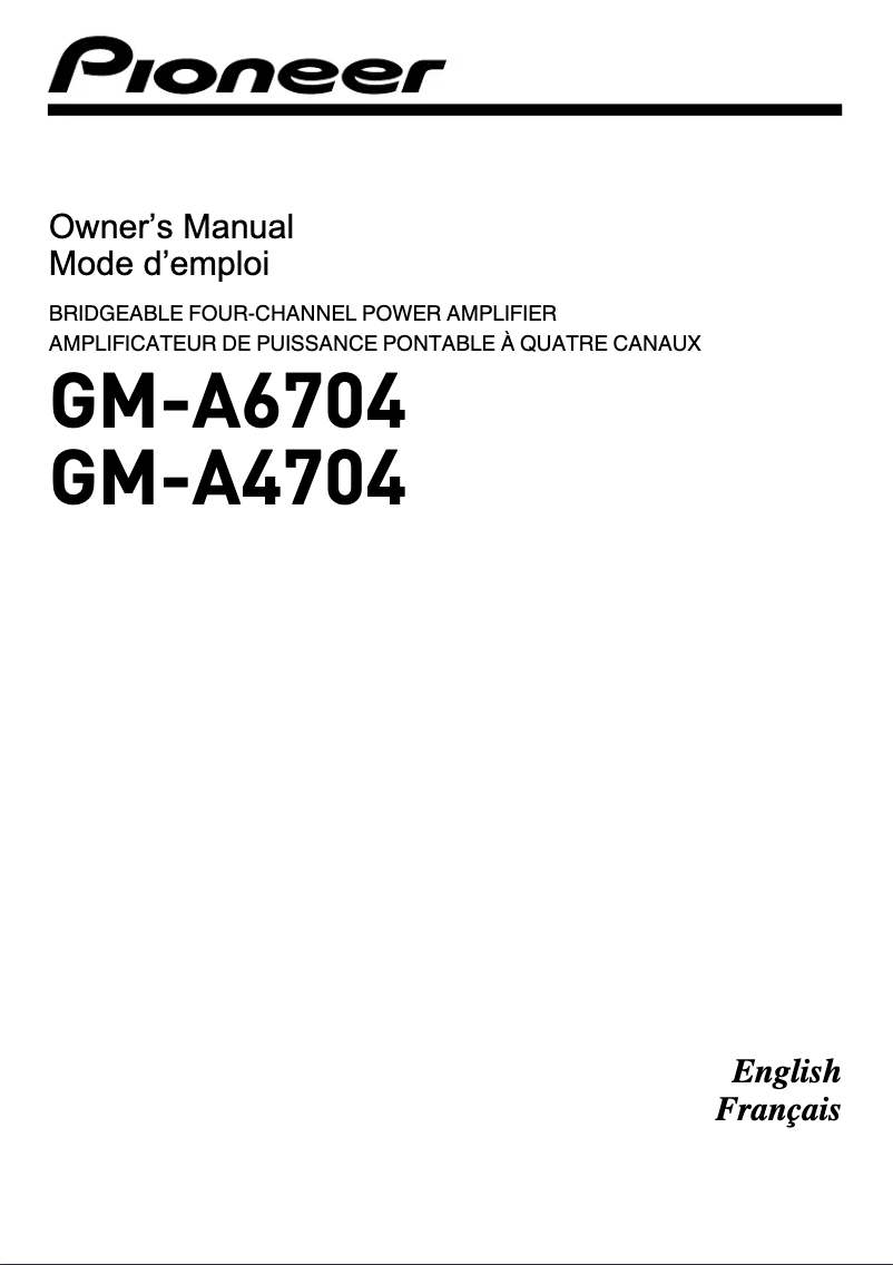 Page n°1 - Manuel utilisateur Pioneer GM-A4704