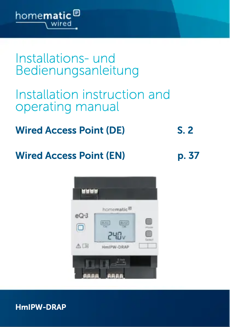 Page n°1 - Mode d'emploi Homematic IP HMIPW-DRAP