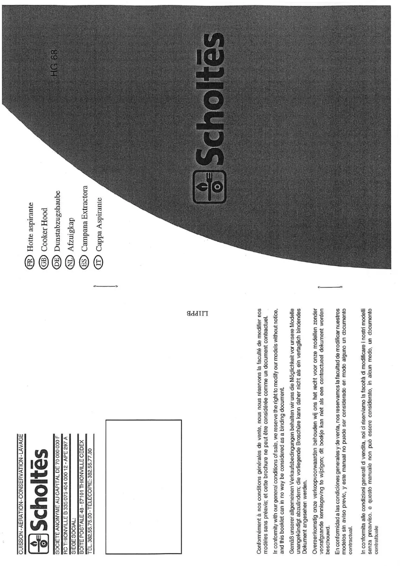Page 1 de la notice Manuel utilisateur Scholtès HG 68
