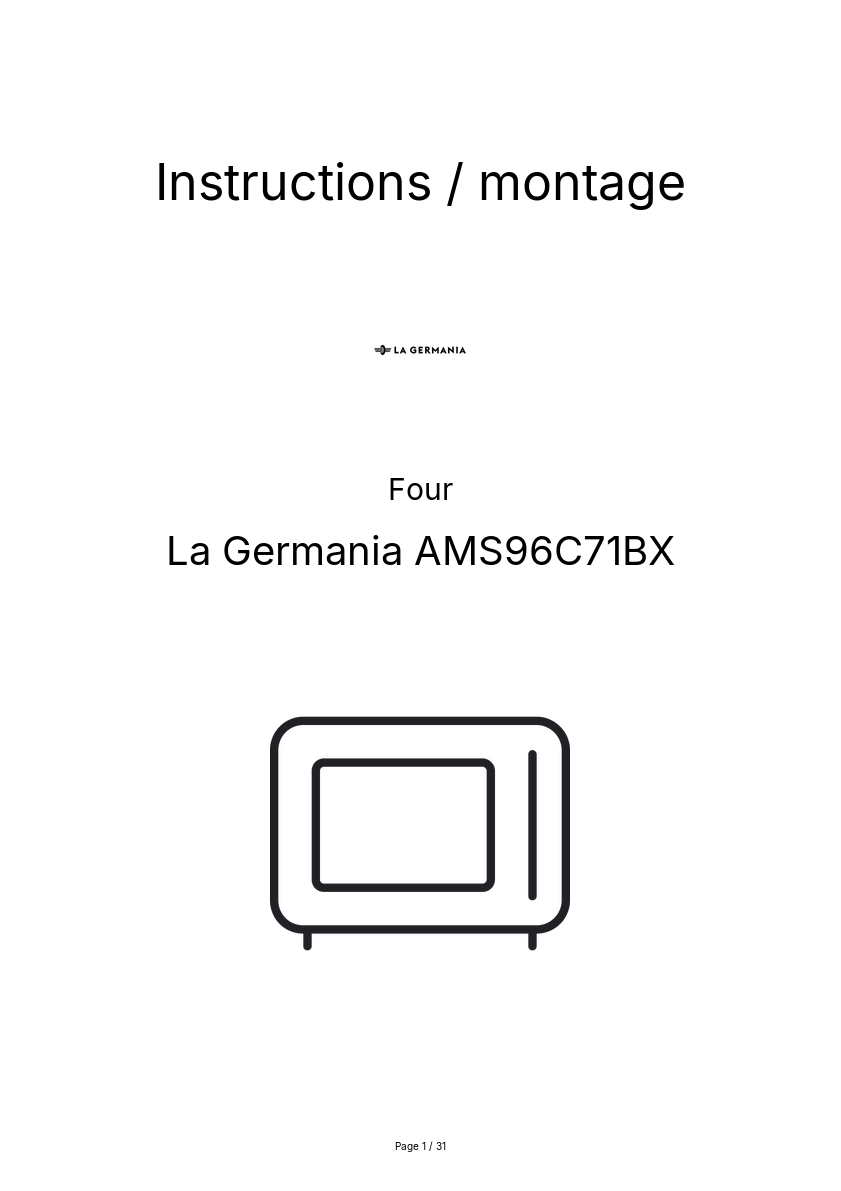 Page n°1 - Instructions / montage La Germania AMS96C71BX