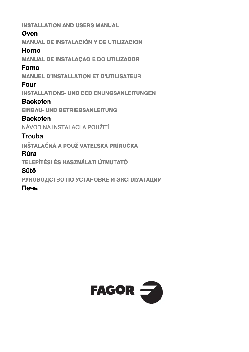 Page 1 de la notice Manuel utilisateur Fagor 6H-760 X