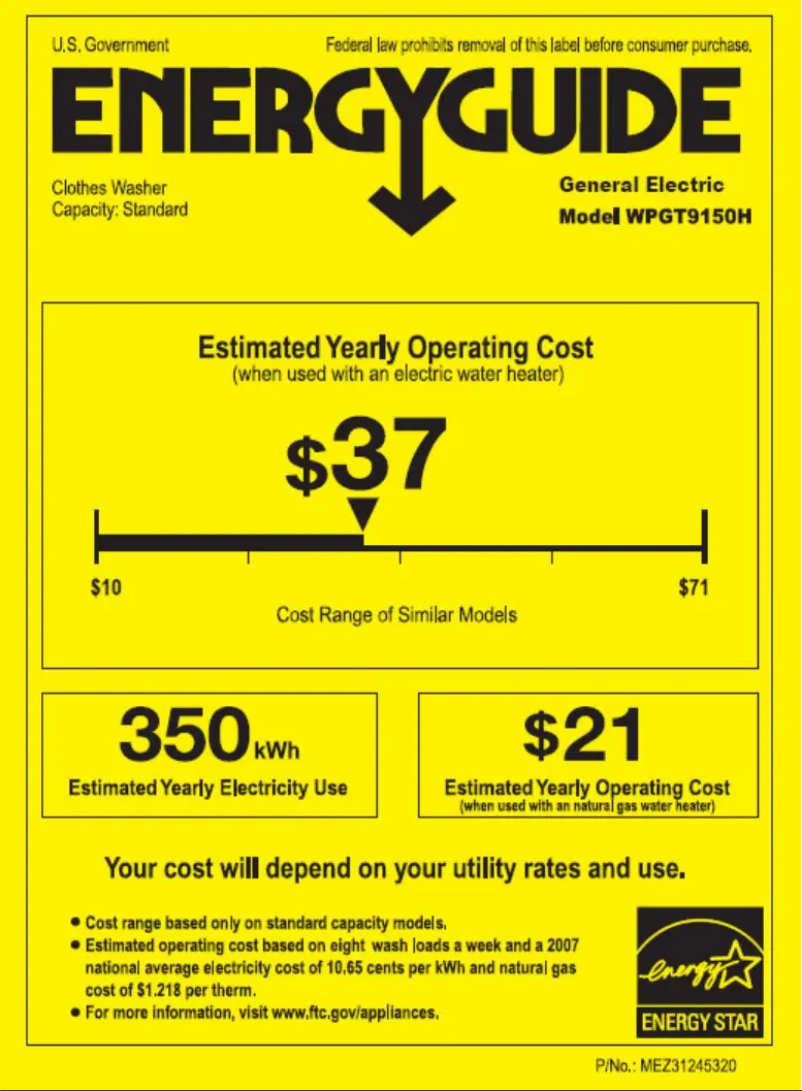 Image de la première page du manuel de l'appareil WPGT9150HWW