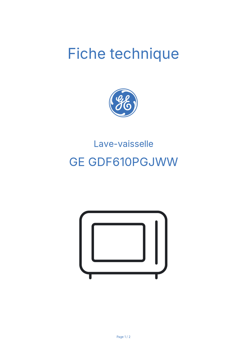 Image de la première page du manuel de l'appareil GDF610PGJWW