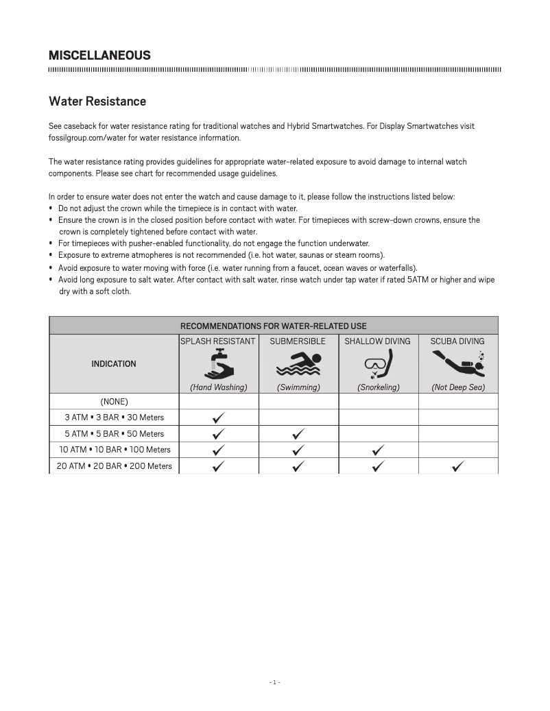 Page 1 de la notice Manuel utilisateur Fossil Machine