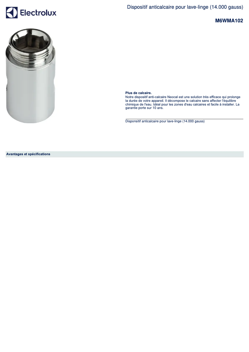 Page n°1 - Manuel utilisateur AEG M6WMA102