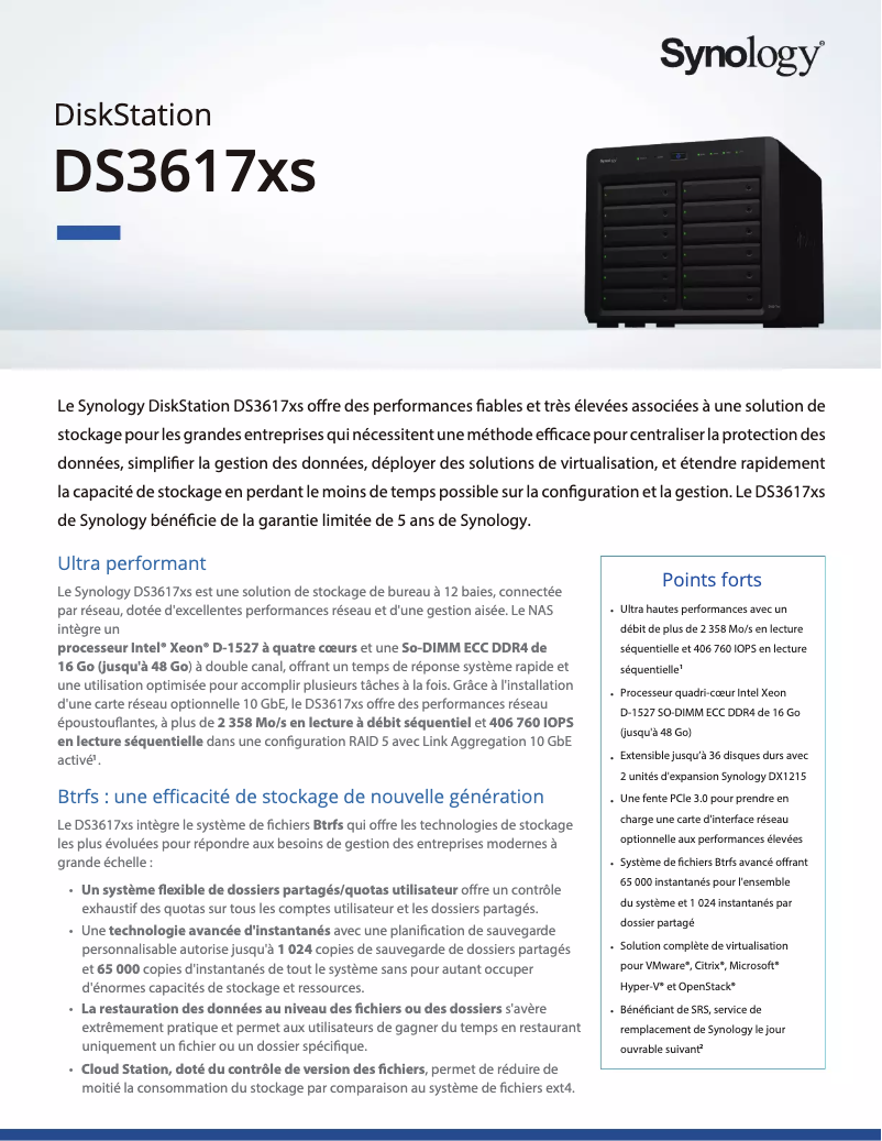 Image de la première page du manuel de l'appareil DiskStation DS3617xs