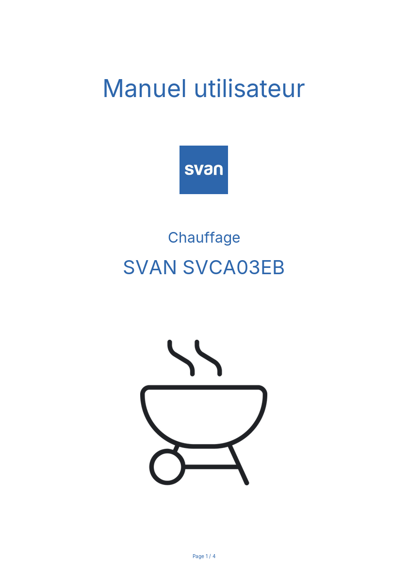 Page n°1 - Manuel utilisateur SVAN SVCA03EB