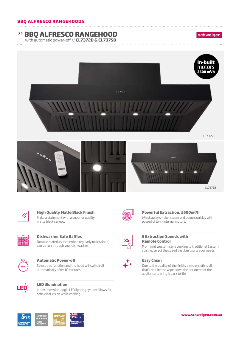 Page 1 de la notice Fiche technique Schweigen CL7372B