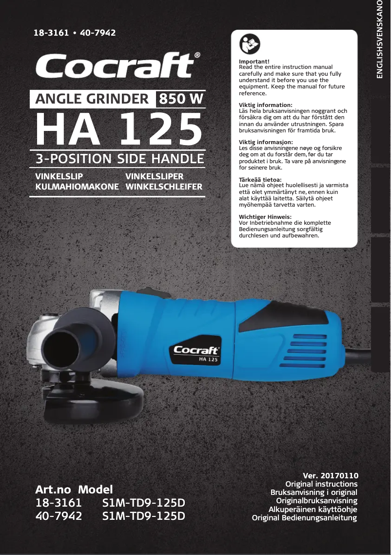 Page 1 de la notice Manuel utilisateur Cocraft HA 125