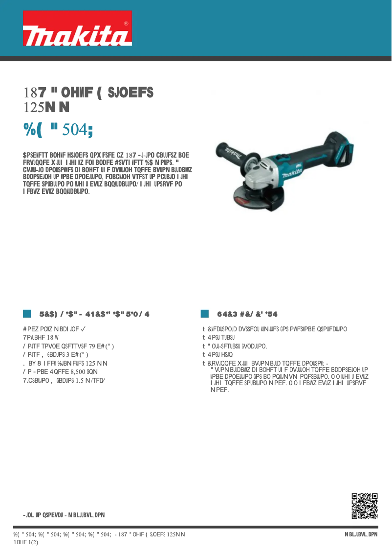 Page 1 de la notice Fiche technique Makita DGA504