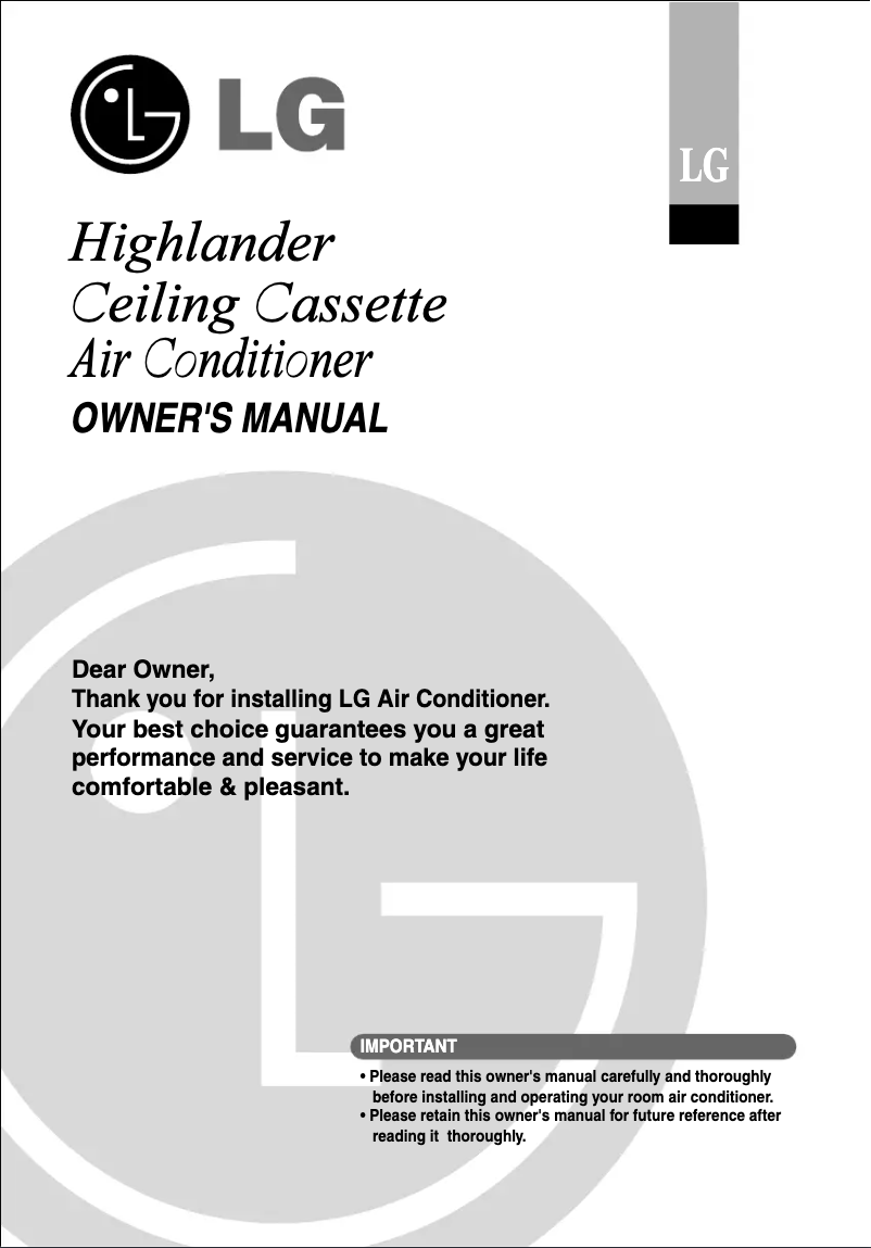 First page image of the manual for LTNC186PLF1