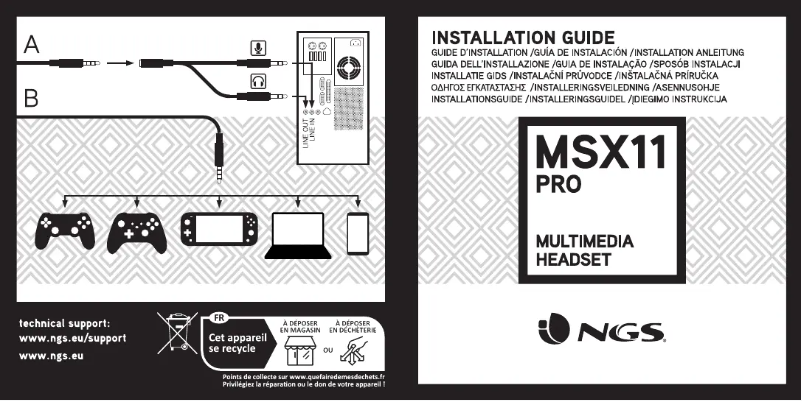 Page 1 de la notice Manuel utilisateur NGS MSX11 PRO