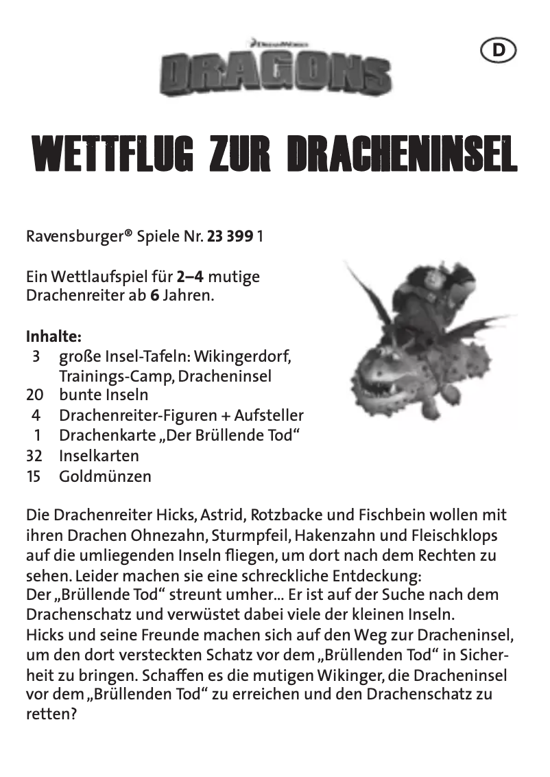 Page n°1 - Manuel utilisateur Ravensburger Dragons Wettflug zur Dracheninsel