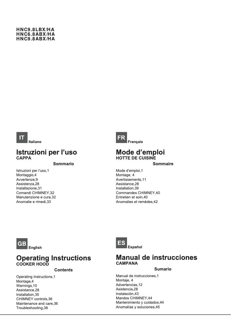 Page 1 de la notice Manuel utilisateur Hotpoint Ariston HNC 9.8 AB X/HA