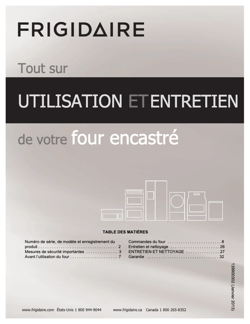 Page 1 de la notice Manuel utilisateur Frigidaire FGET3065PD