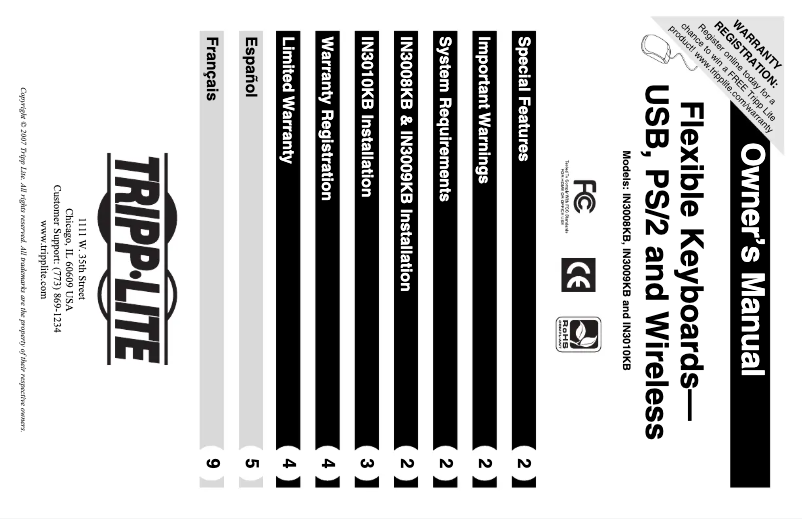 Imagen de la primera página del manual del dispositivo IN3009KB