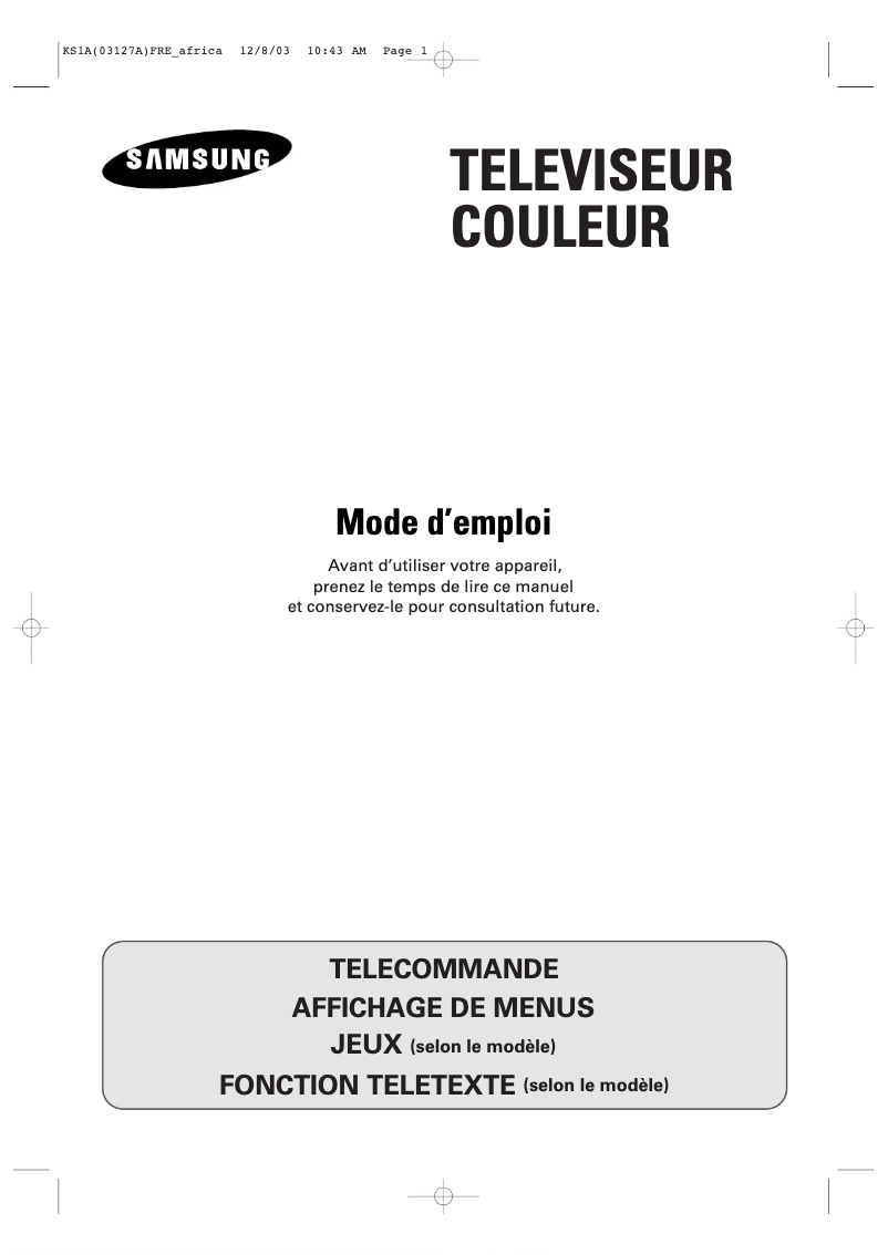 Page 1 de la notice Manuel utilisateur Samsung CS-15K5MJ