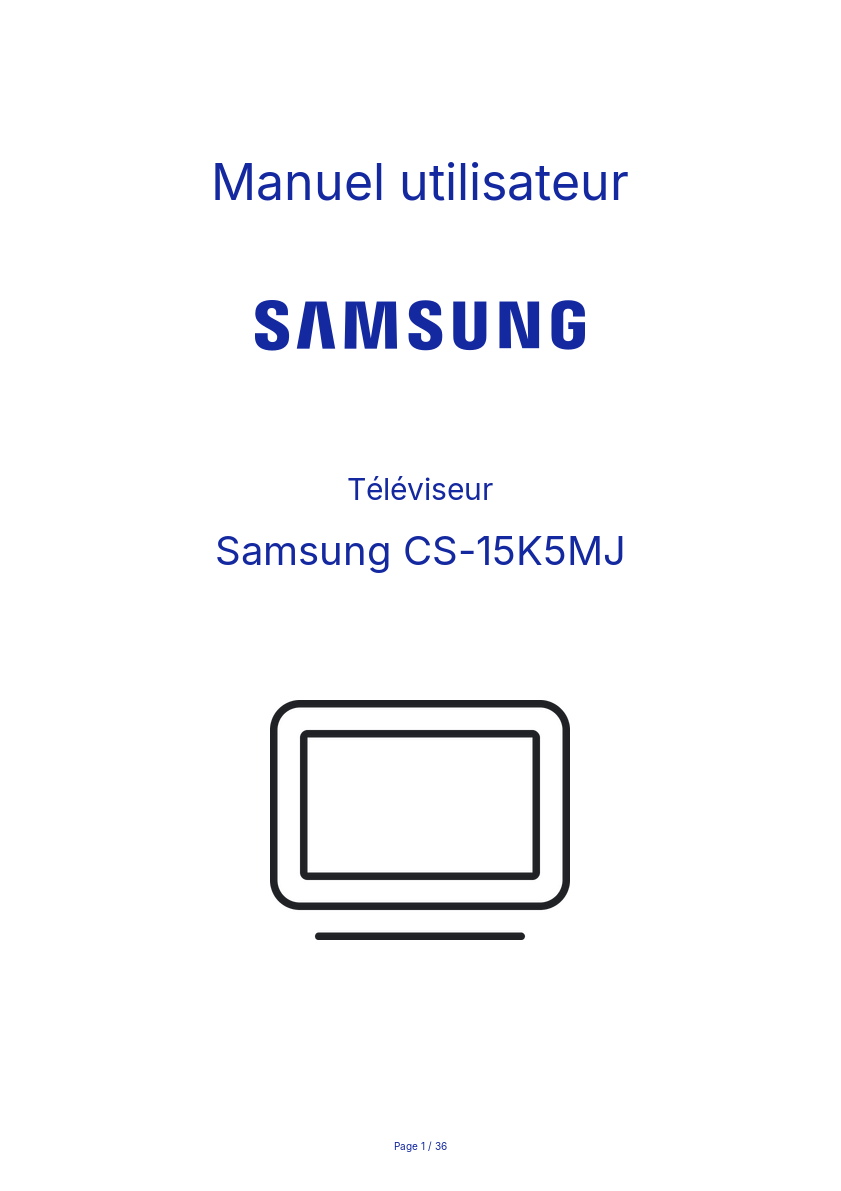 Page n°1 - Manuel utilisateur Samsung CS-15K5MJ
