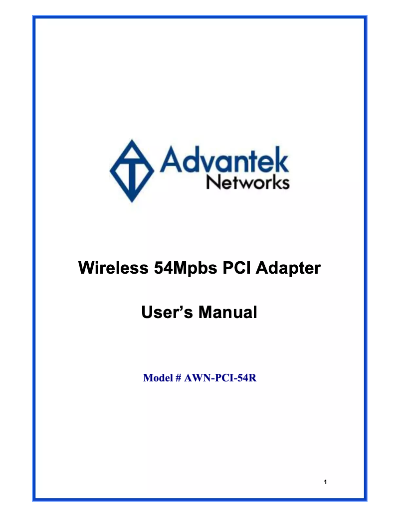 Image de la première page du manuel de l'appareil AWN-PCI-54R