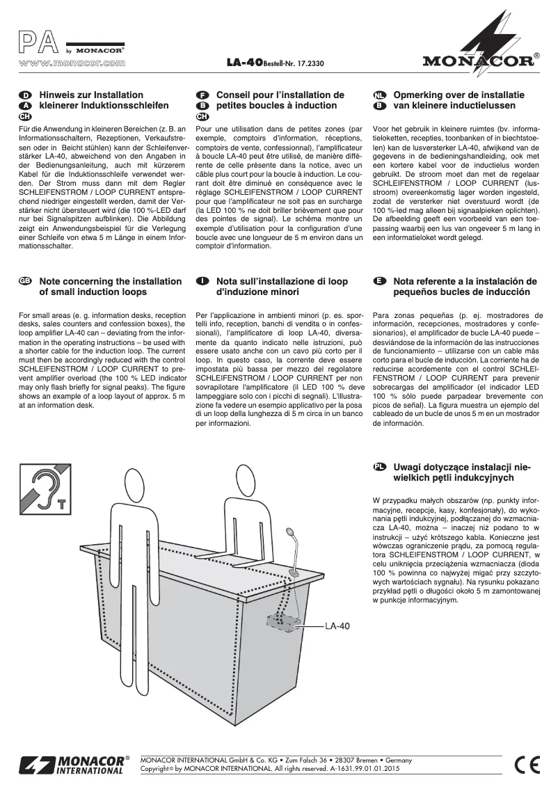 Page n°1 - Manuel utilisateur Monacor LA-40