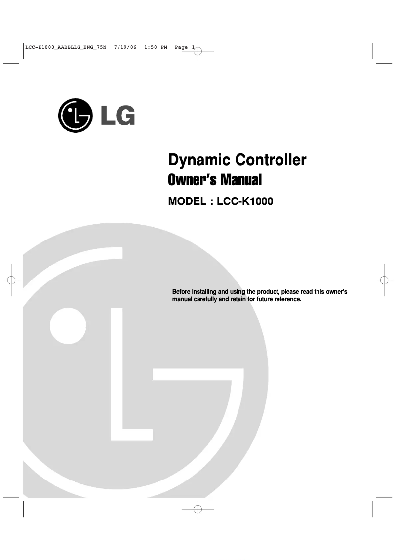 Page n°1 - Manuel utilisateur LG LCC-K1000