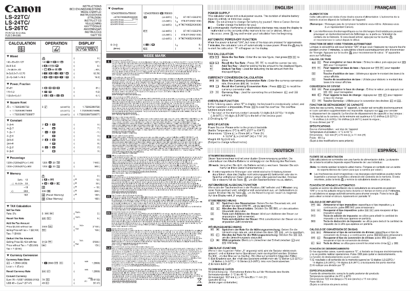 Page 1 de la notice Manuel utilisateur Canon LS-22TC