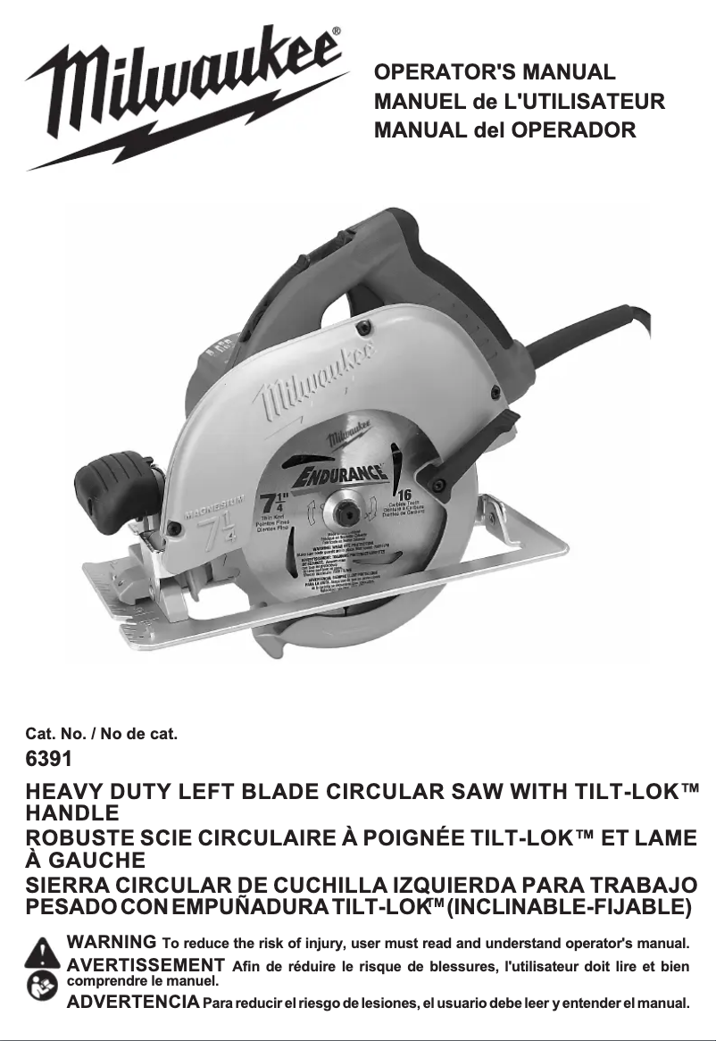 Page n°1 - Manuel utilisateur Milwaukee 6391-21
