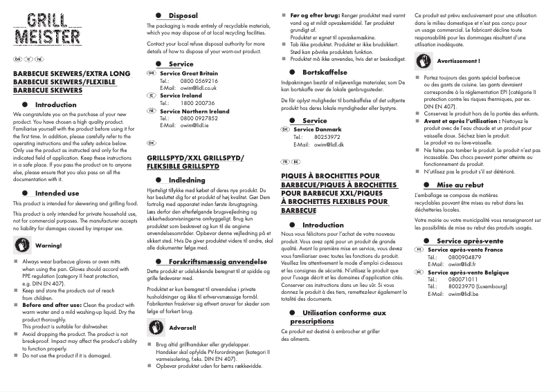 Page n°1 - Manuel utilisateur Grillmeister GMIG 4 A1