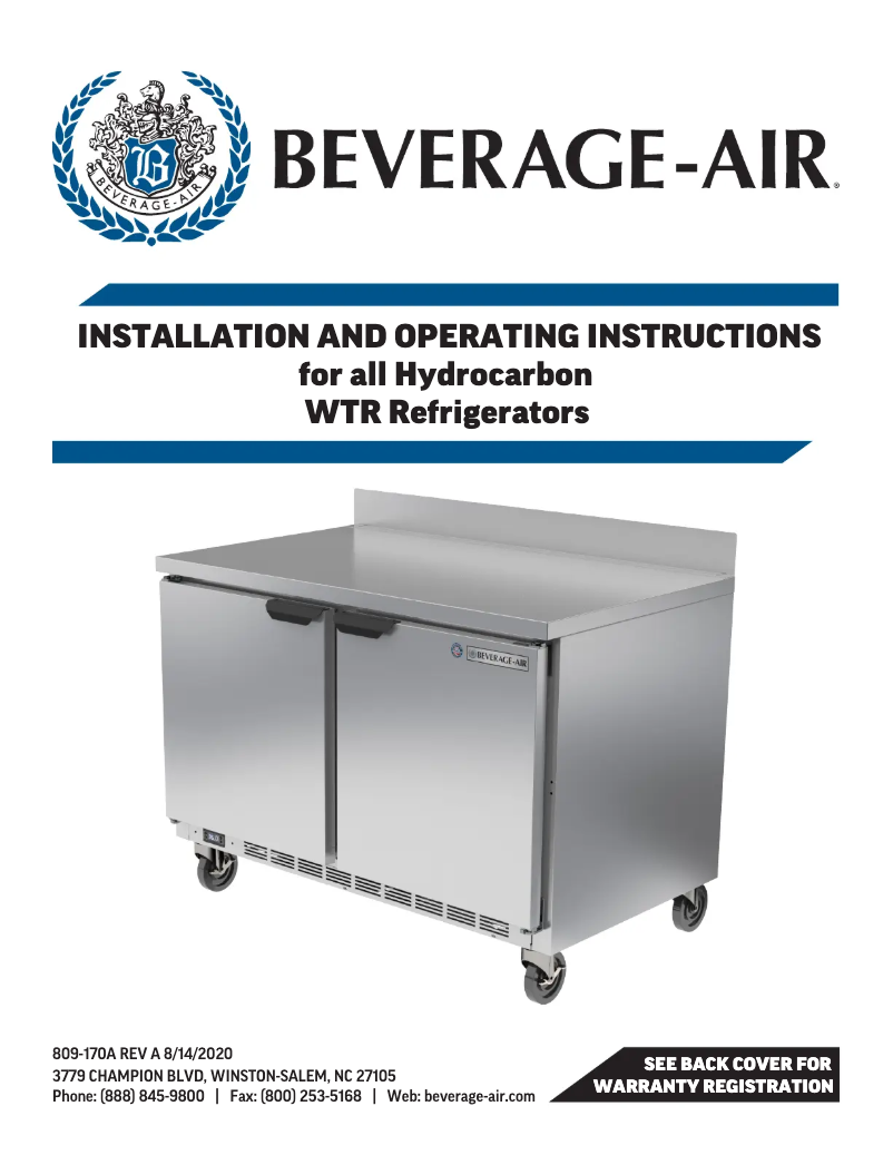 Page 1 de la notice Manuel utilisateur Beverage-Air WTR36AHC-25