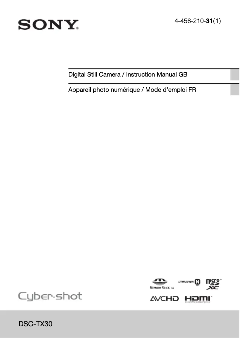 Image de la première page du manuel de l'appareil Cybershot DSC-TX30