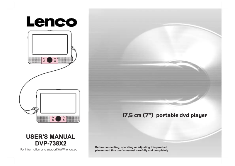 Page 1 de la notice Manuel utilisateur Lenco DVP-738 x 2