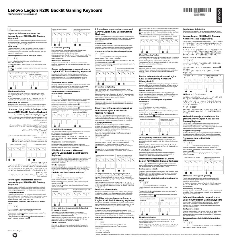 Imagen de la primera página del manual del dispositivo Legion K200