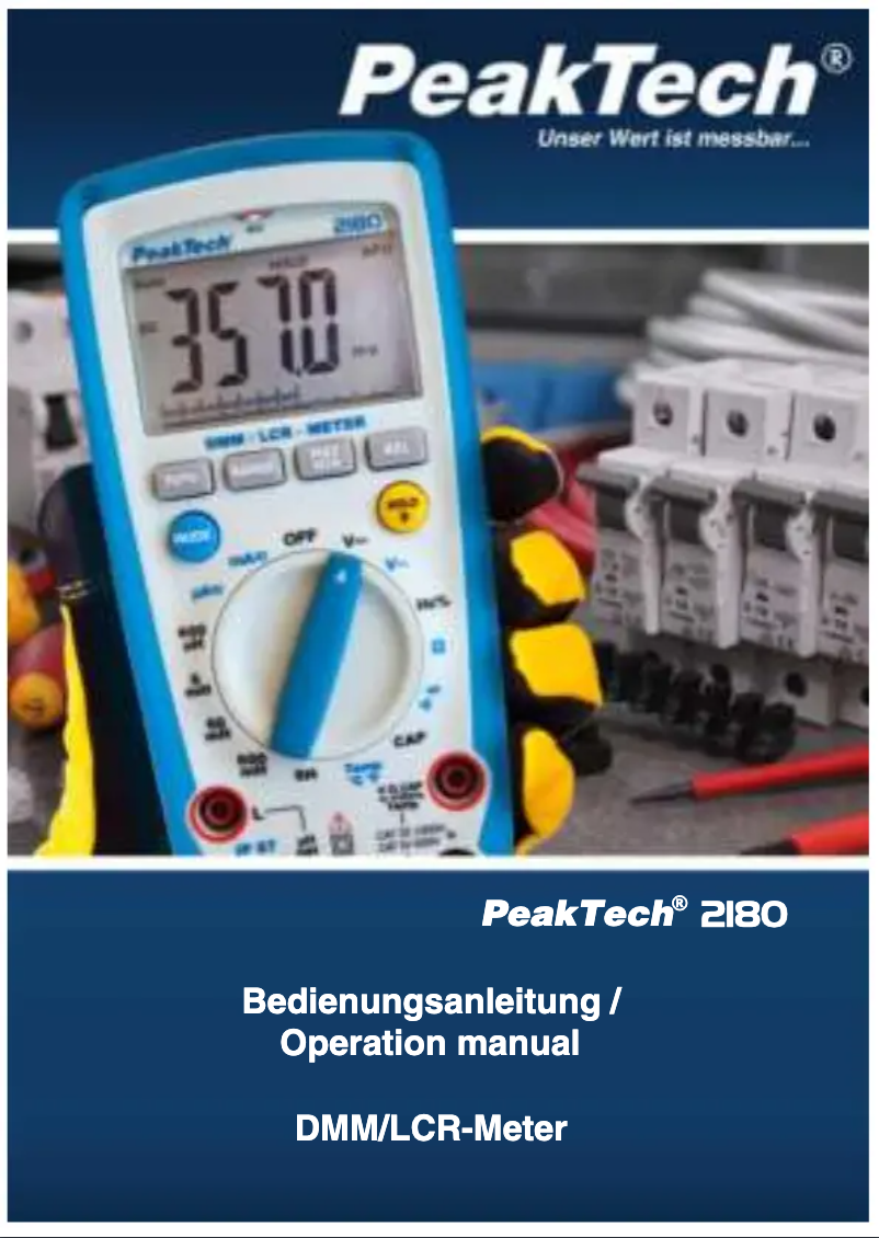 Page 1 de la notice Manuel utilisateur PeakTech P2180