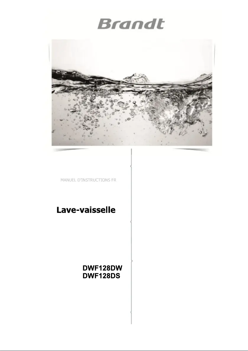 Page 1 de la notice Manuel utilisateur Brandt DWF128DW