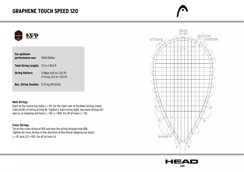 Page 1 de la notice Manuel utilisateur HEAD Graphene Touch Speed 120