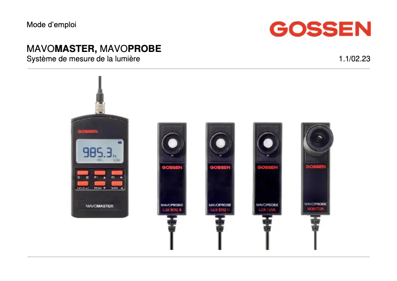 Page 1 de la notice Manuel utilisateur Gossen Metrawatt MAVOMASTER–MAVOPROBE
